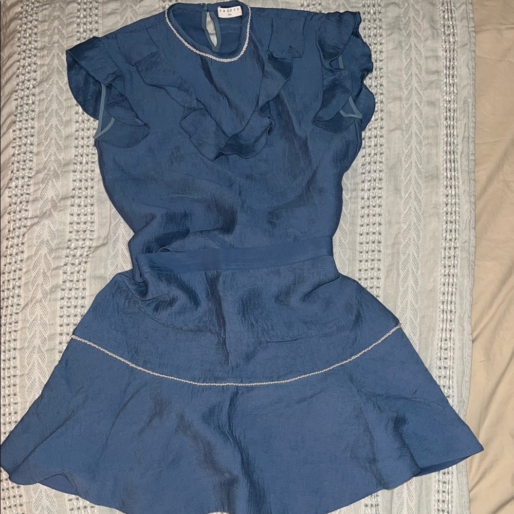 Sandro Textured peplum blue matching set